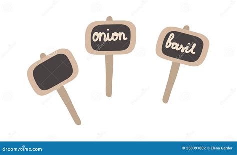 Plastic Signs. Garden Sign. Vector Cartoon Gardening Icon. Flat Illustration. Stock Vector ...