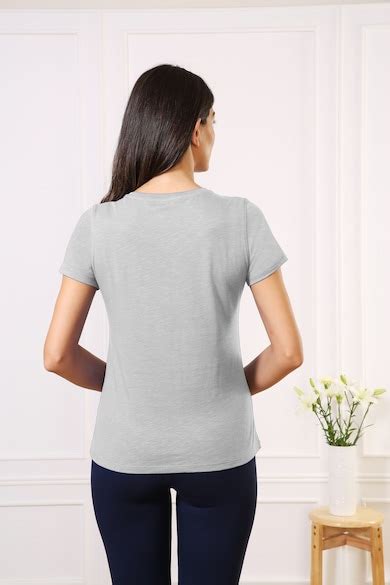 Buy Women Grey Melange V-Neck Online - 541935 | Van Heusen