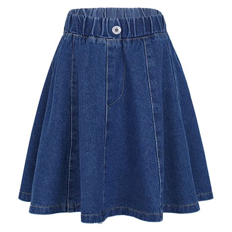Kids Girls Jean Skirt Summer Elastic Waistband Sol... – Grandado