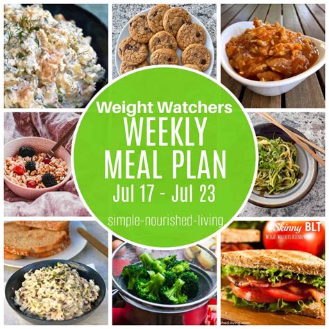 Weight Watchers Weekly Meal Plan (July 17 - July 23) • Simple Nourished ...