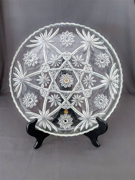 Crystal Cut Glass Serving Platter "star of David" Made by Anchor ...