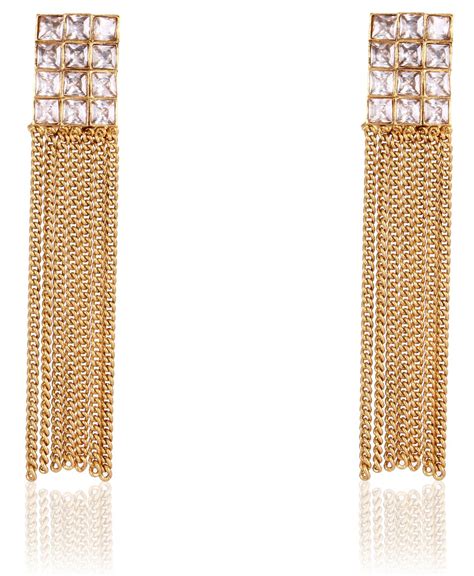 Shining Diva 18k Gold Plated Austrian Diamond Long Tassel Traditional ...