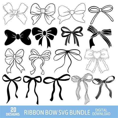 Ribbon Bow SVG Bundle: Coquette Hand-drawn Clipart (instant Download) - Etsy