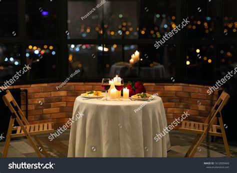Romantic Date Dinner Concept Served Table Stock Photo 1612839469 ...
