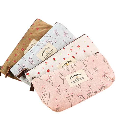 AKIRO Pencil Case, Cute Floral Flower Canvas Zipper Pencil Cases Lovely ...