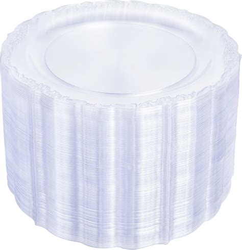 Amazon.com: Conflech 100 Pieces Clear Plastic Plates - 10.25 inch Clear ...