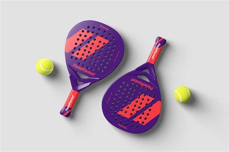 Paddle racket photoshop mockup with balls | Premium PSD