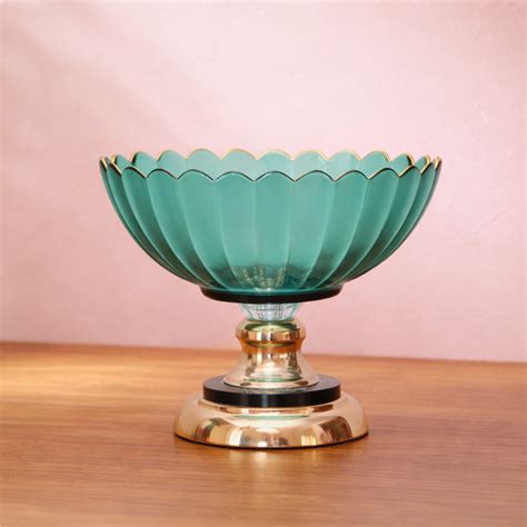 Emerald Crest Pedestal Bowl – Dekomart.in