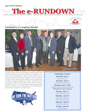 Fillable Online Monthly newsletter of the TIDEWATER STRIDERS , one of ...