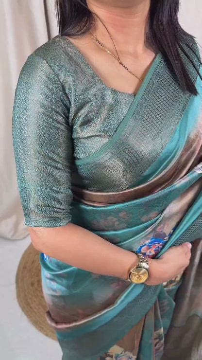 Bombay Satin Jacquard Saree with Digital 3D Print – Sukriti Store