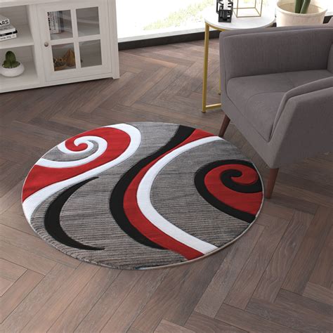 Emma + Oliver 4x4 Accent Rug with Modern 3D Sculpted Swirl Pattern and Varied Texture Piling in ...