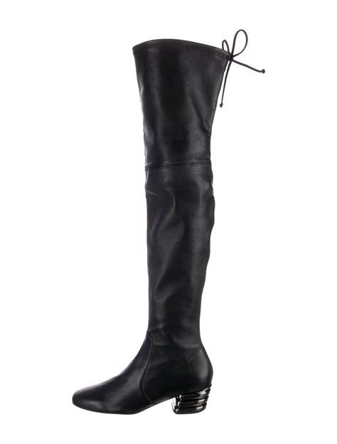 Stuart Weitzman Leather Boots - Black Boots, Shoes - WSU325924 | The ...