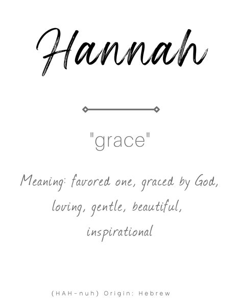 Hannah Name Meaning, Nursery Sign, Printable Baby Name Sign, Instant ...