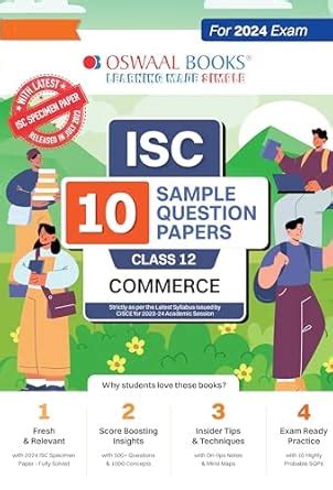 Oswaal ISC 10 Sample Question Papers Class 12 Commerce For Board Exams ...