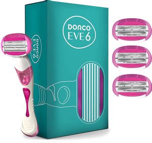 Dorco EVE 6 Non-Slip handle Open Flow Cartridge - 1 Razor + 4 Bendable ...