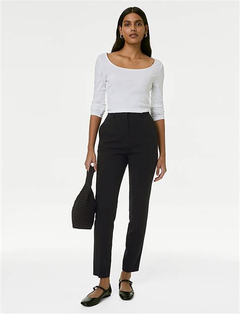 Buy Slim Fit Ankle Grazer Trousers with Stretch at Marks & Spencer