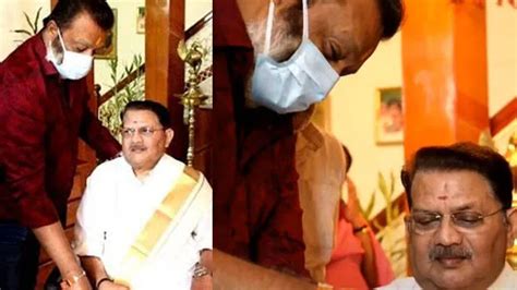 Superstar visits dear friend, Suresh Gopi gifts 'Onakkodi' to Jagathy ...