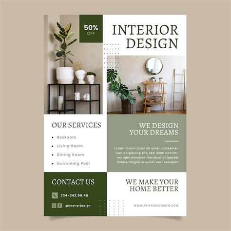 Flat interior design and home decor poster template | Free Vector