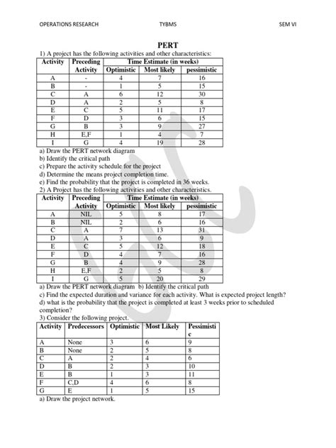 Image result for Pert Practice Questions