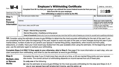 IRS Form W-4 Instructions - Employee's Withholding Certificate
