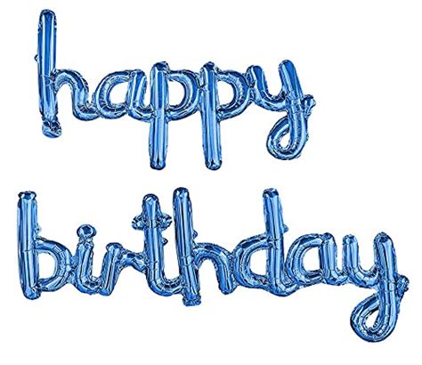 16 Inch Solid Cursive Happy Birthday Alphabets Letters Blue Color Foil ...