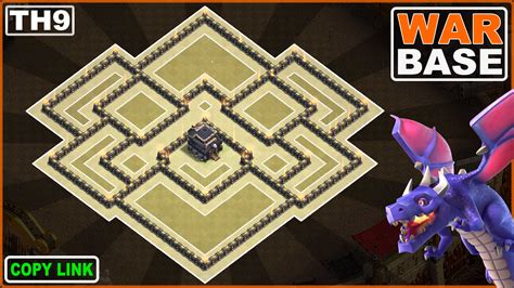 Town Hall 9 War Base Design with Centralized Town Hall - Base of Clan