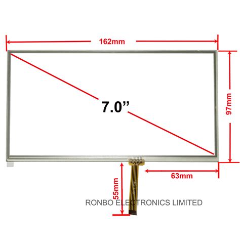 7.0 Inch 4-Wire Resistive Touch Screen 97mm Wide Outline FPC Position ...