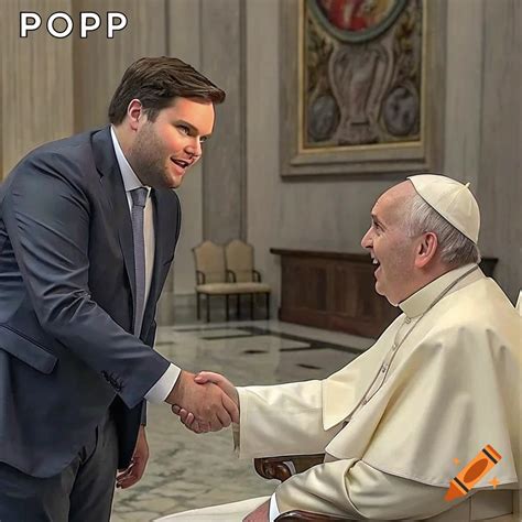 Meme of JD Vance shaking hands with Pope Francis on Craiyon