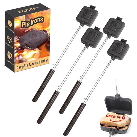 Amazon.com: AILITOR Campfire Sandwich Maker Cast Iron Pack of 4 - Pudgy ...