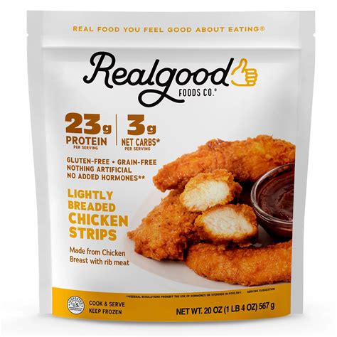 Realgood Foods Co. Frozen Gluten Free Lightly Breaded Chicken Strips ...