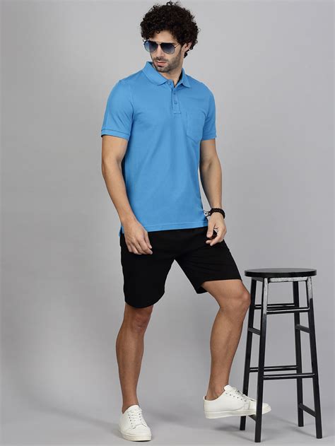 Men Blue T-shirt and Black Shorts Combo