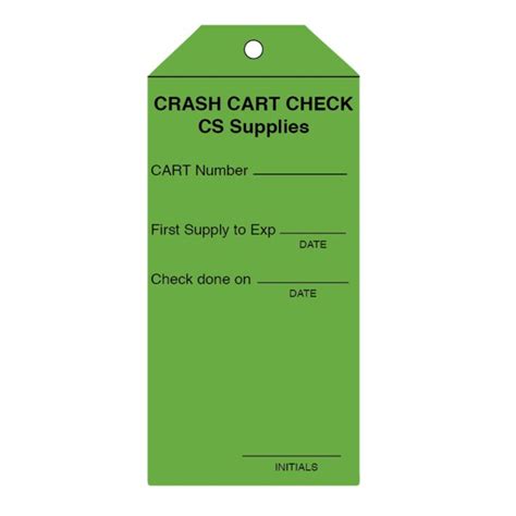 Nevs Label, Crash Cart Check CS Supplies 6-1/4" x 2-7/8" Green w/Black ...