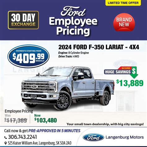 🚗💥 Ford Employee Pricing! 💥🚗 Drive the 2024 Ford F-350 Lariat 4X4 for $409.99 weekly! Save ...
