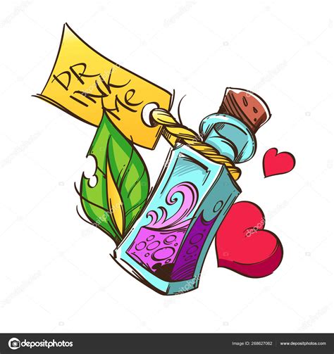 Alice In Wonderland Drink Me Bottle Cartoon
