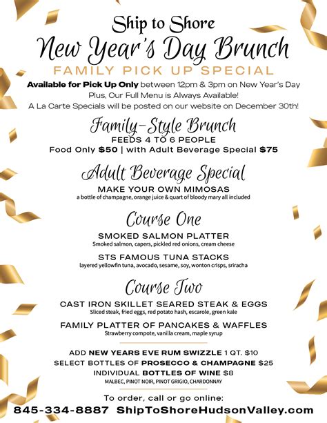 New Years Day Brunch Pick Up - Ship to Shore