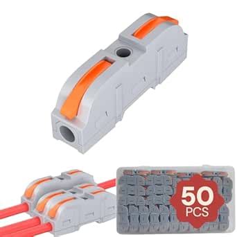 Xfopz 50PCS Wire Connectors Kit, 1 to 1 Inline Electrical Lever Wire ...