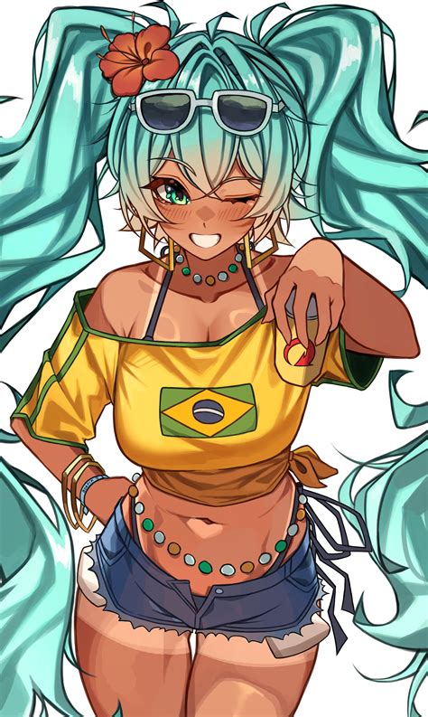 hatsune miku and brazilian miku (vocaloid) drawn by marck_(marck1703 ...