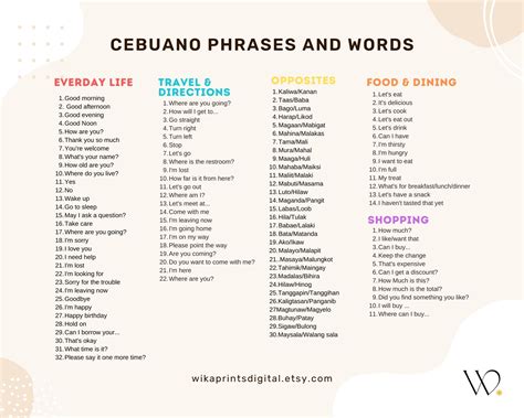 Essential Cebuano Phrases (110 Cards) Flashcards - Cebuano English ...