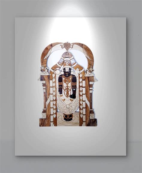 Handcrafted Wooden Lord Venkateswara Wall Panel, Traditional Tirumala ...