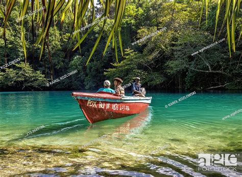 Boat at Blue Lagoon, Portland Parish, Jamaica, Stock Photo, Picture And ...
