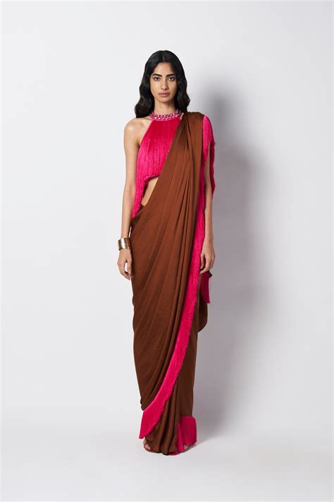 Noor Fringe Sari with Jeweled Halter Top – 431-88