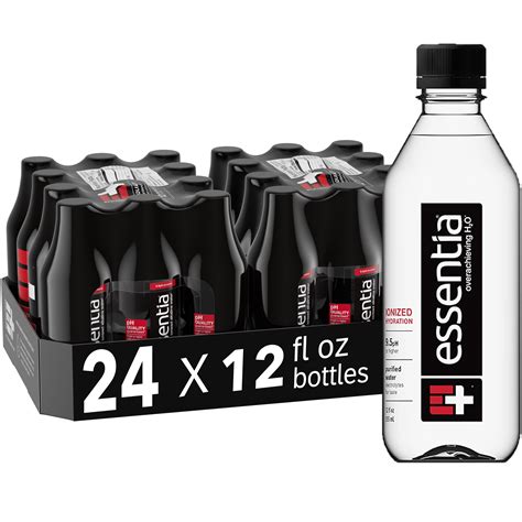 Essentia Bottled Water, Ionized Alkaline Water, 12 fl oz Each, 24 ...