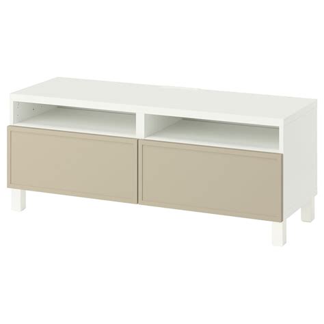 BESTÅ TV bench with drawers, white/Krukmakare beige, 120x42x48 cm (471 ...