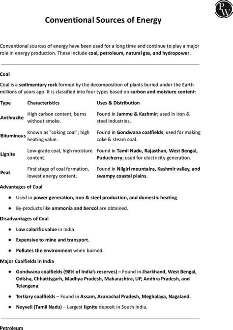 Class 10 ICSE Geography Notes: Conventional Sources of Energy ...
