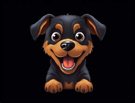 Um cachorro de desenho animado com rosto preto e as palavras rottweiler ...