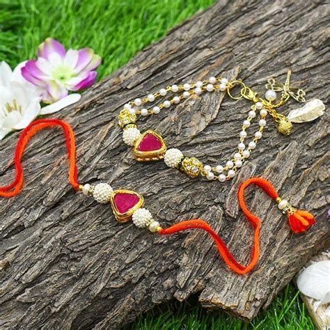 Buy Sparkling Crystal Bhaiya Bhabi Rakhi Set of 2 Online in India ...