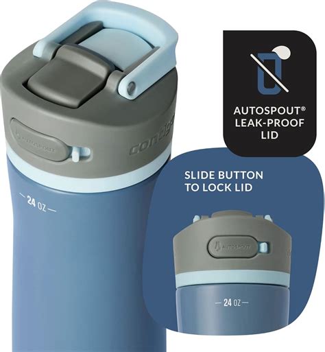 Contigo Wells Chill Stainless Steel Filter Water Bottle with AUTOSPOUT Straw Lid, 24 Oz., Salt ...