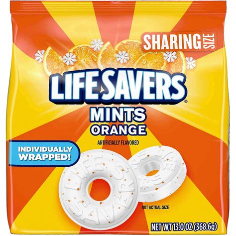 Life savers orange breath mint hard candy, sharing size bag, 13 oz ...