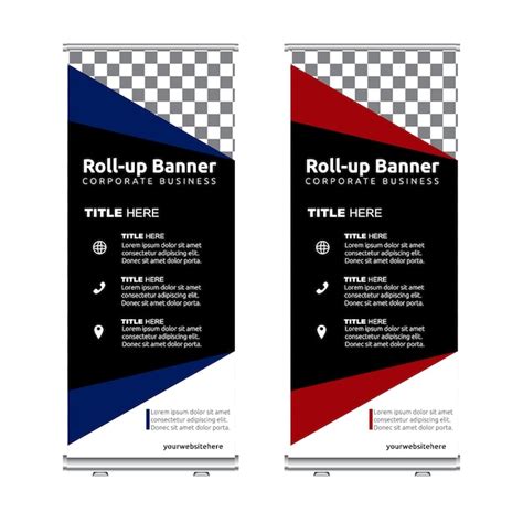Roll banner blue red set | Premium Vector