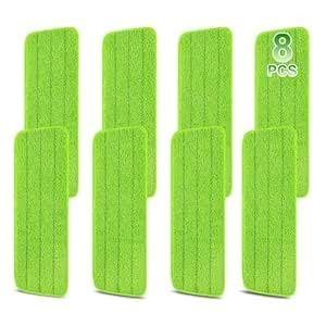 8 Pack 16.5 inch Reusable Mop Pads Microfiber Spray Mop Replacement ...